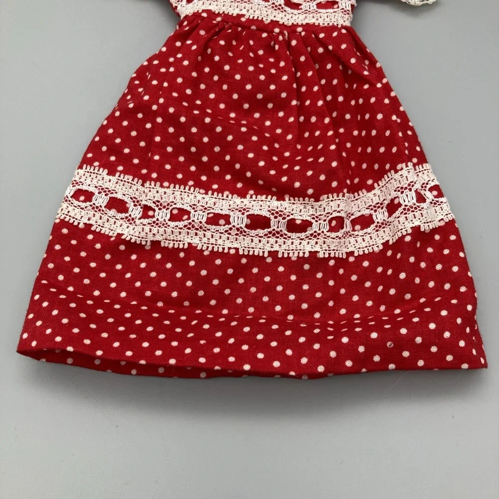 Set Of 2 Vintage Handmade Barbie Dresses Red White Polka Dot/Pink Gingham